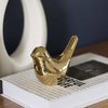 Uniquewise Modern Accent Table Decor Ceramic Gold Bird Figurine Statue Ornament QI004369